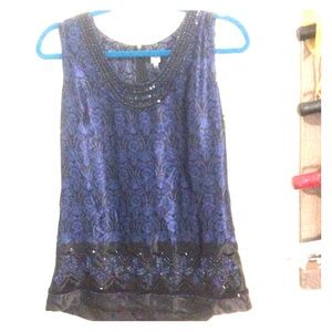 Future paradise ❤️ beaded elegant top sapphire NWT